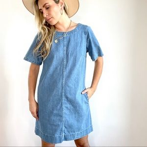 J. Crew Blue Denim Short Sleeve Shift Dress New with Tags Size 6